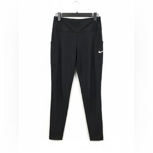 Nike Women's Black Leggings with White Swoosh